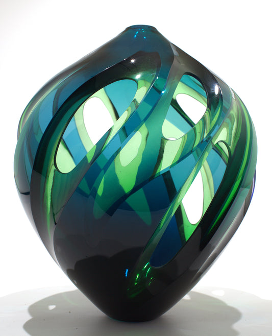 Blue and Green 12" tall by 9" wide