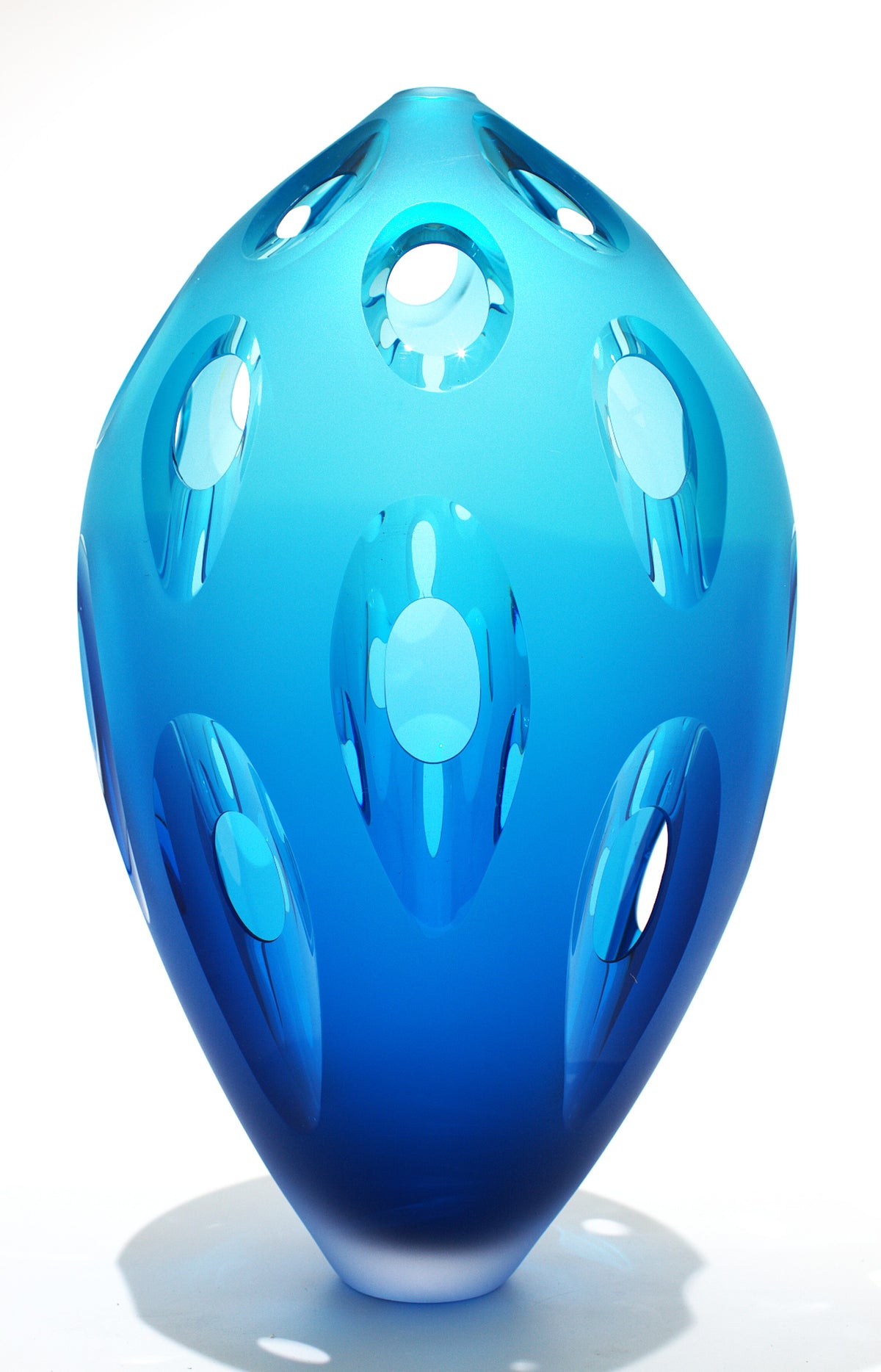 Tall Aquamarine and Teal 16" tall by 9" wide